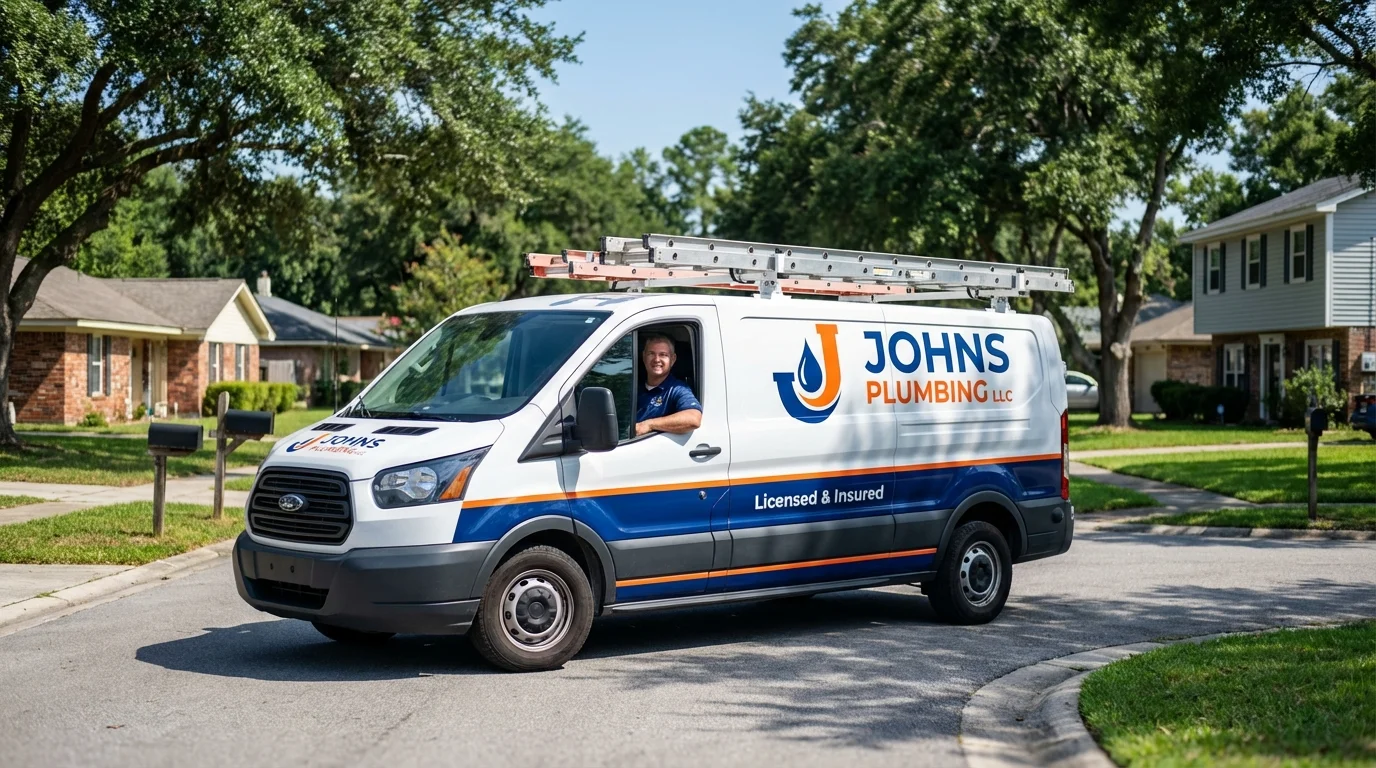 Johns Plumbing LLC service van in Moss Beach, CA