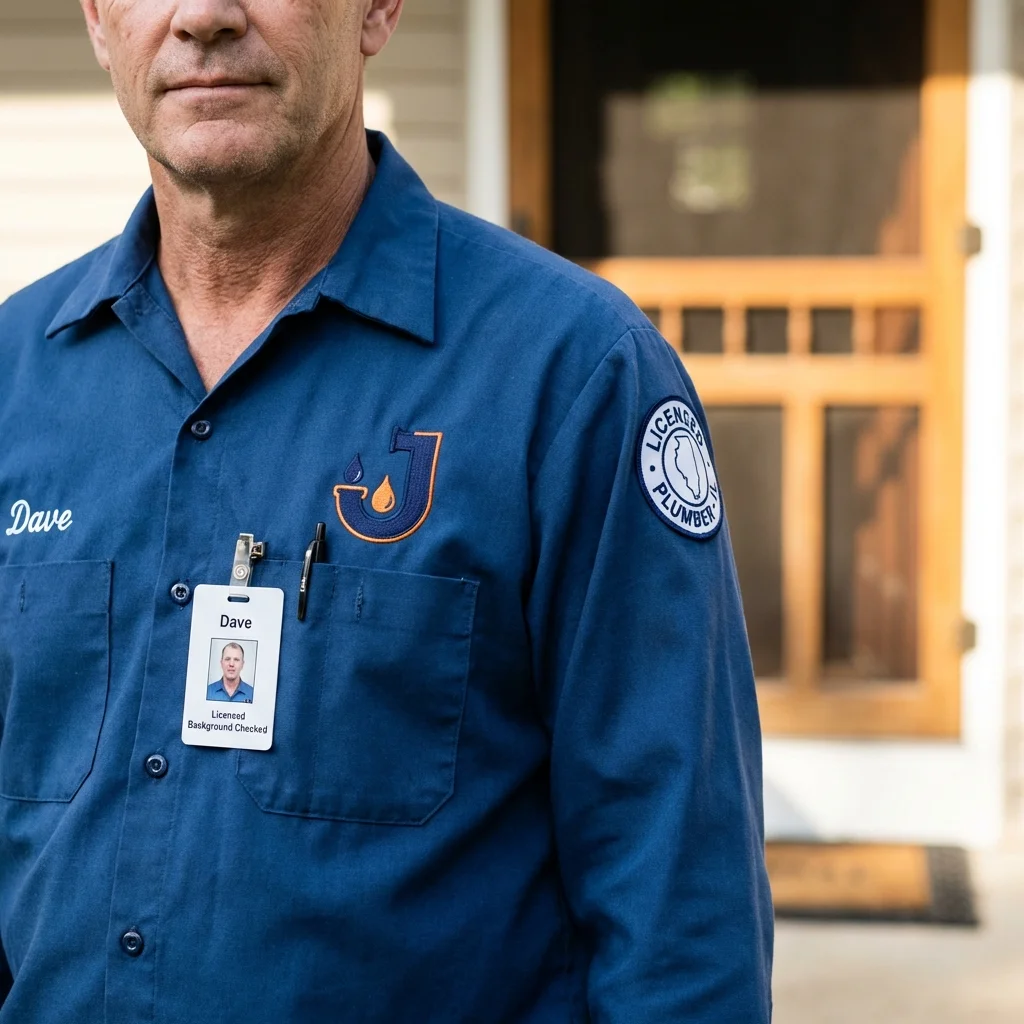 Licensed plumber showing ID badge in Moss Beach, CA