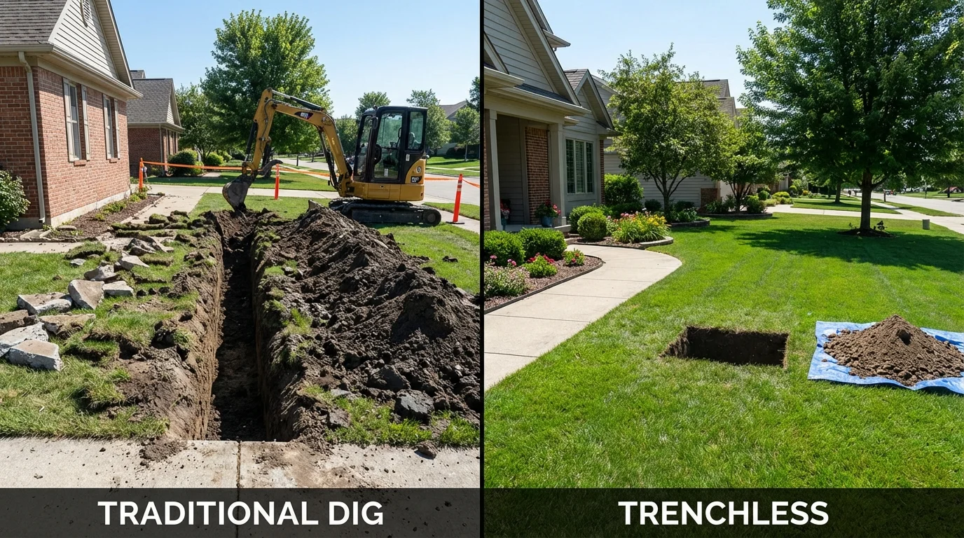 Trenchless sewer repair with minimal yard damage versus traditional excavation in Moss Beach, CA